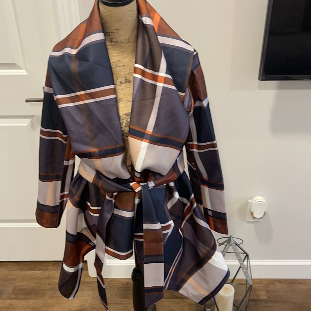Plaid wrap coat
